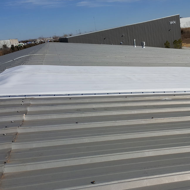 TPO with EPS infill repair over a PBR panel metal roof near Edmond OK.