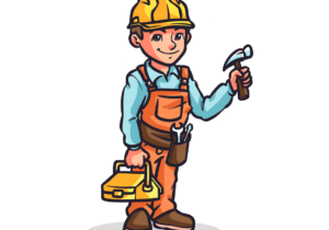 Cartoon handyman. Eye catching image for a post about finding the best metal roof contractor near me in Oklahoma.