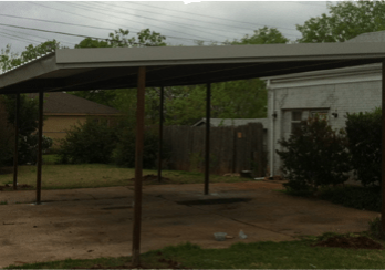 Steel Carport. PBR roof panel and square tube columns. Built in Oklahoma City